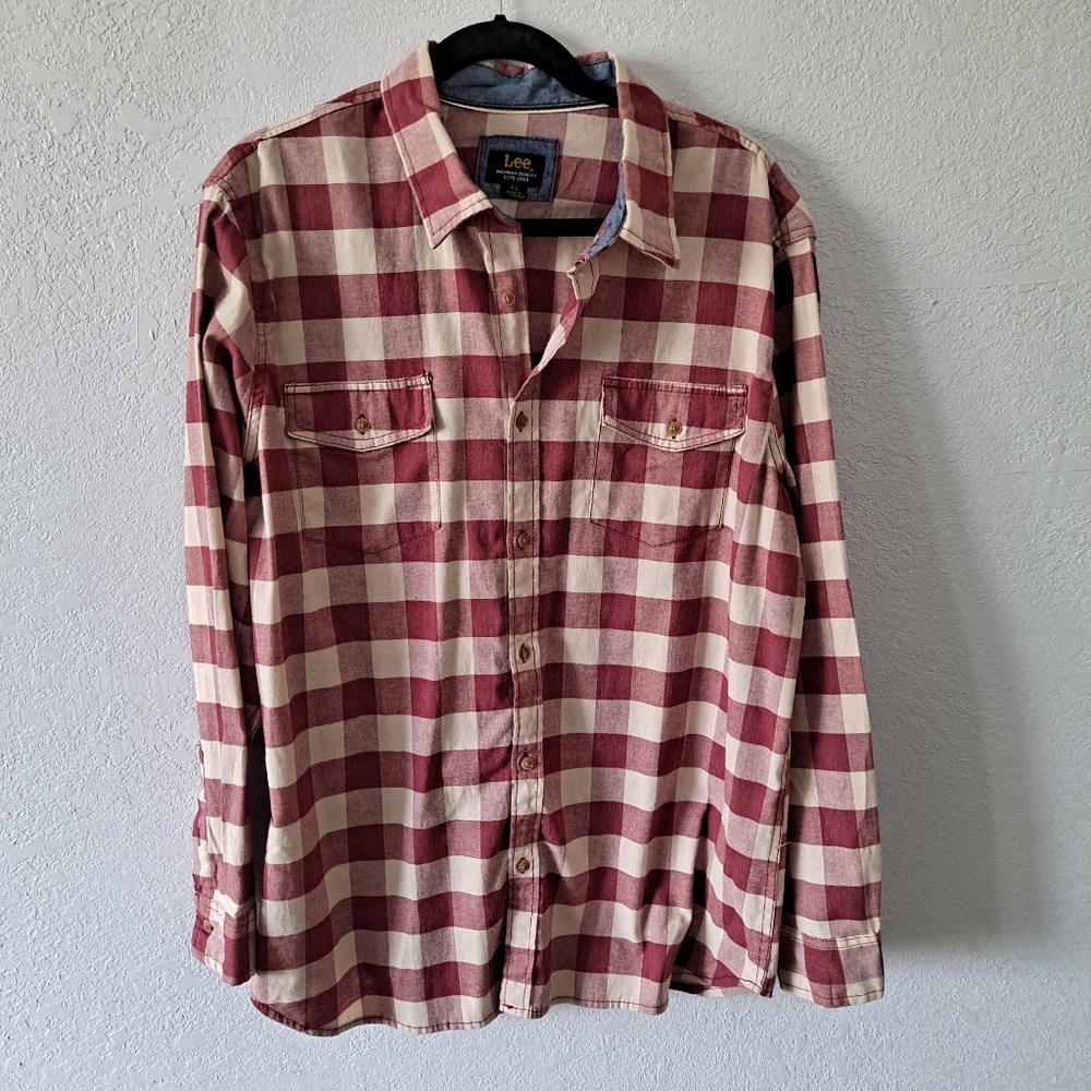 Lee Red Plaid Button Down Shirt